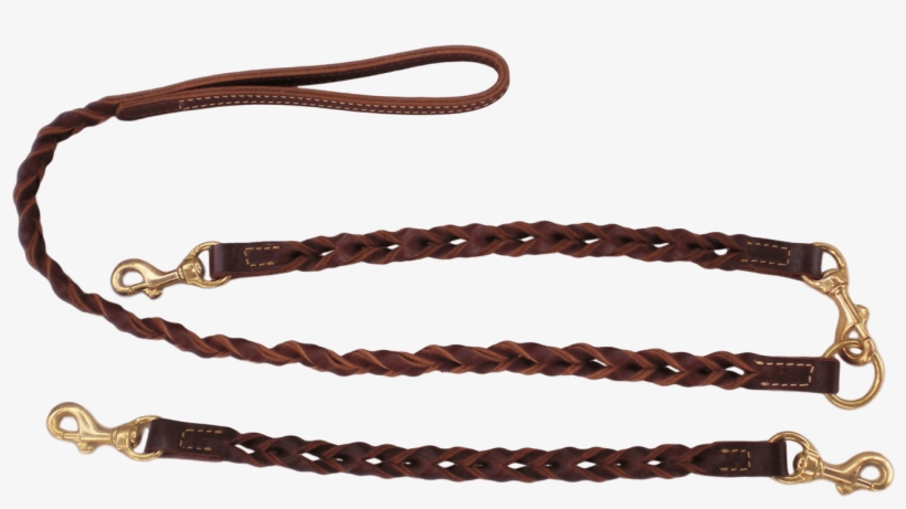 Woven Leather Two Dog Leash Coupler - Chain, transparent png #9082069
