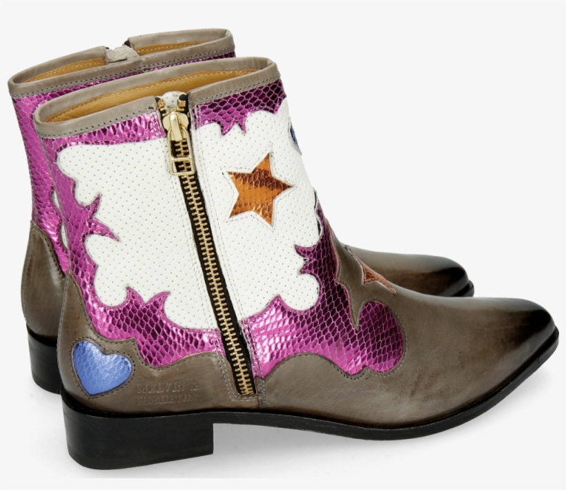 Ankle Boots Marlin 12 Grigio Glitter Fuxia Venice Perfo - Rain Boot, transparent png #9082347