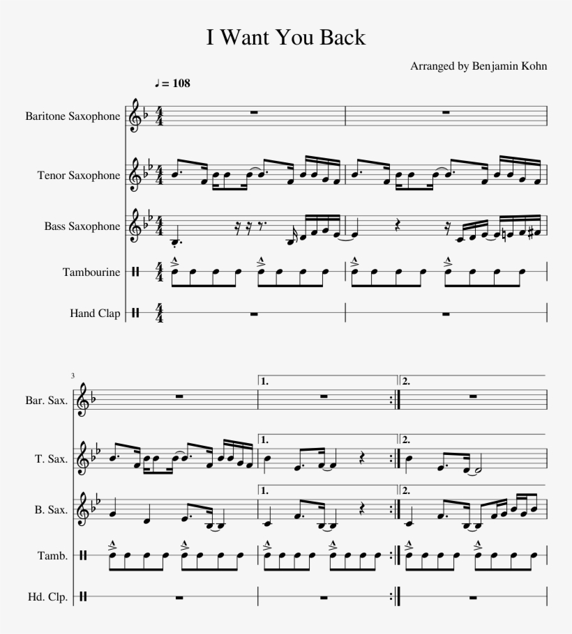 I Want You Back Sheet Music Composed By Arranged By - Sheet Music, transparent png #9082844