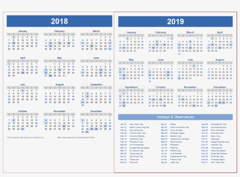 Free Png Download 2018 2019 Calendar Png Wallpaper - 2019 Public Holidays Uae, transparent png #9085617