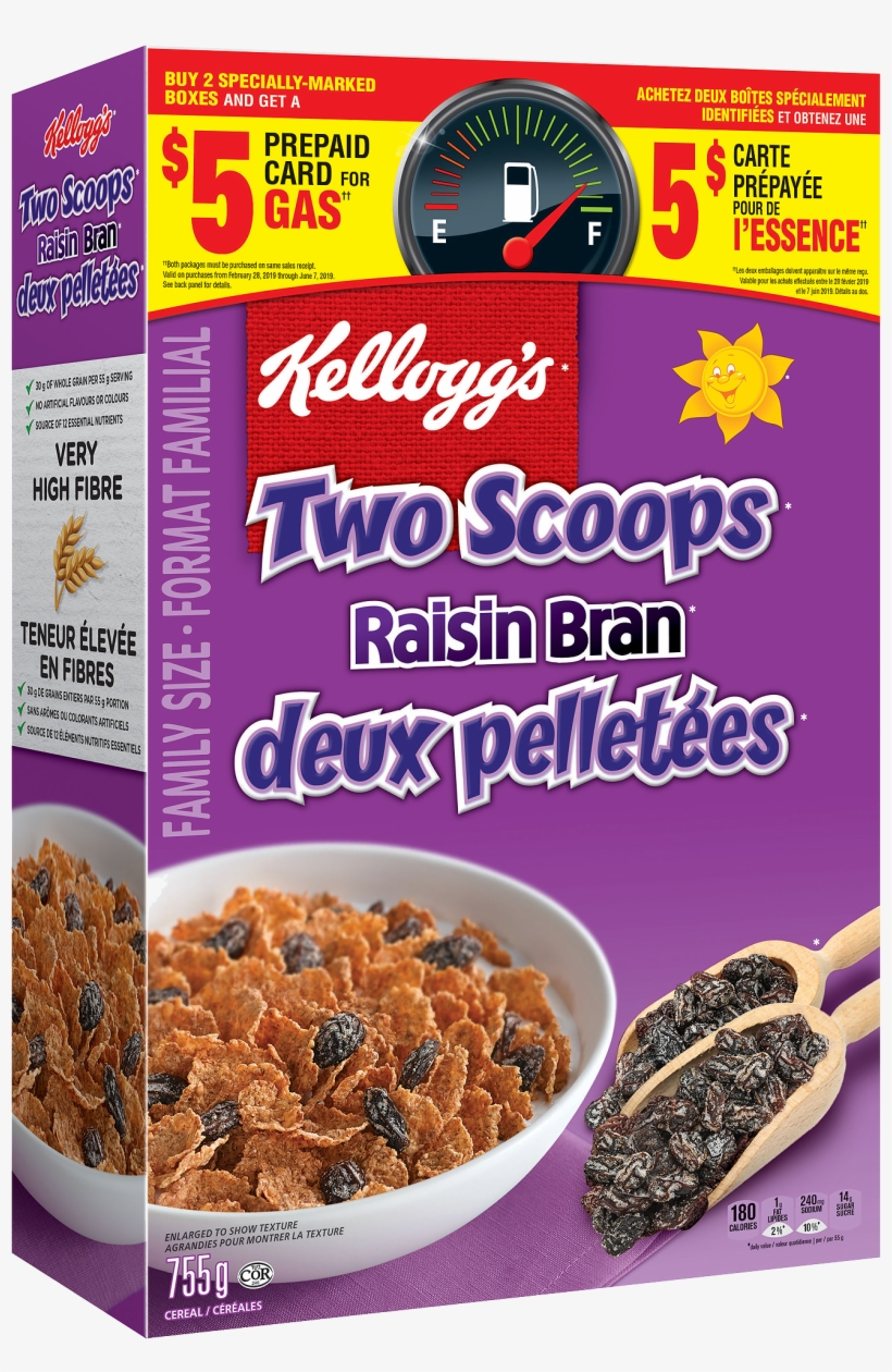 Kellogg's Two Scoops Raisin Bran* Cereal 755g Breakfast Cereal Free