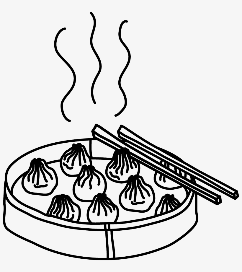 Dumpling Clipart Clip Art - Dim Sum Black And White, transparent png #9090307