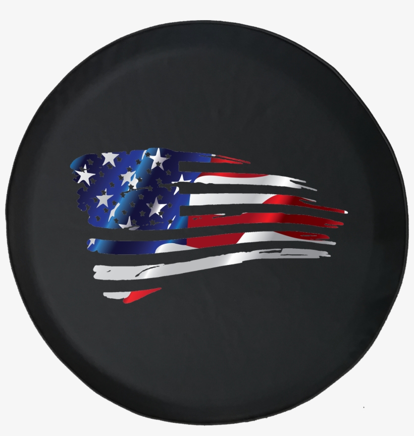 Jeep Wrangler Tire Cover With Waving American Flag - Circle, transparent png #9090899