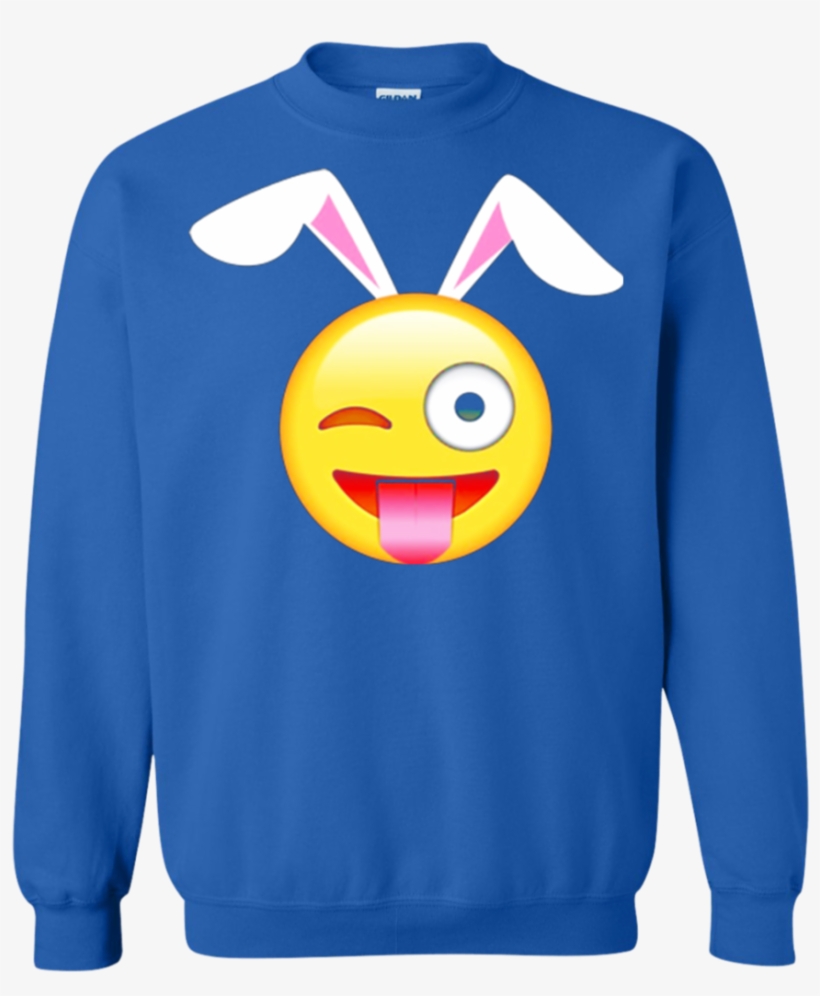 Tongue Out Winking Emoji Easter Bunny Ears Tee Shirt - Patriots Fan T Shirt, transparent png #9091473