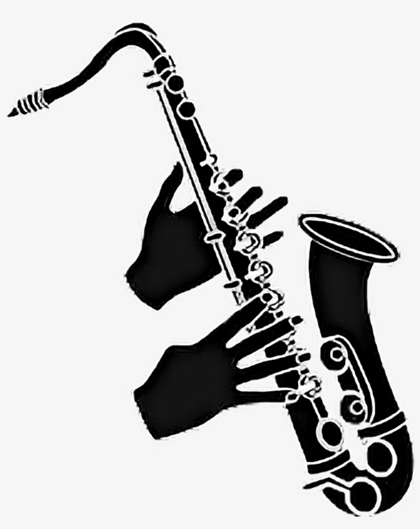 #saxophone #blackandwhite #silhouette #play #hands - Simbolos Saxofone, transparent png #9091553
