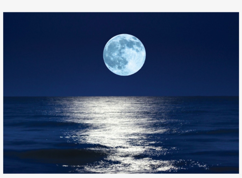 #sea #moon #supermoon #ocean #beach #night #sky #water - Full Moon Party Moon, transparent png #9091923