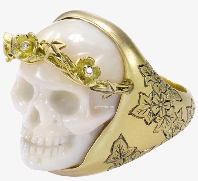 Coral Ivy & Blossom Skull Ring ~ By Theo Fennell - Skull, transparent png #9093663
