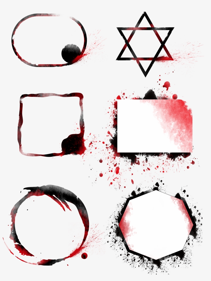 Marco De Tinta Negro Rojo Textura Png Y Psd, transparent png #9095907