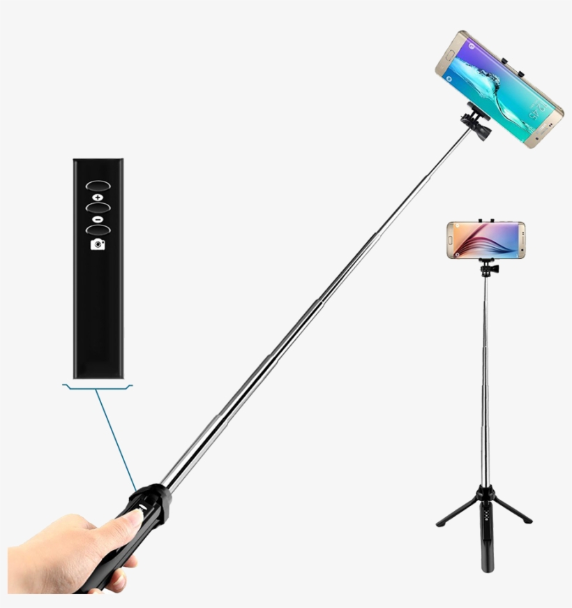 Trands Extendable Tripod Bluetooth Selfie Stick - Banner, transparent png #9096373
