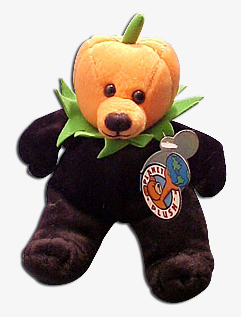 Planet Plush Jacko Bear With Black Body And Orange - Pumpkin Head Bear, transparent png #9096540