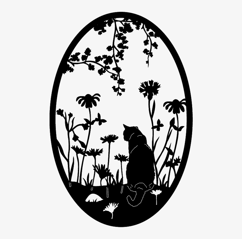 Princess Crown Clip Art - Cat In Garden Silhouette, transparent png #9096827