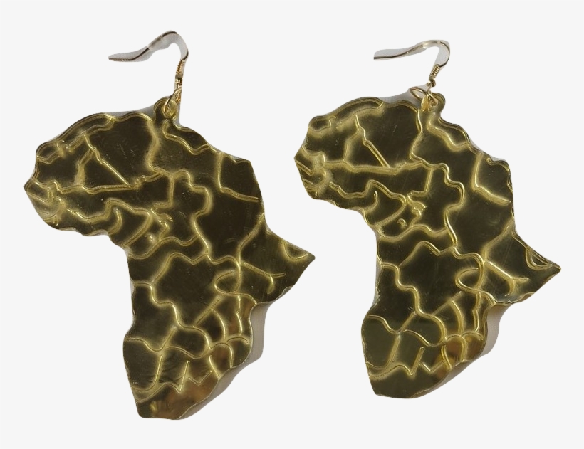 Large Gold Mirror Map Of Africa - Earring, transparent png #9097939