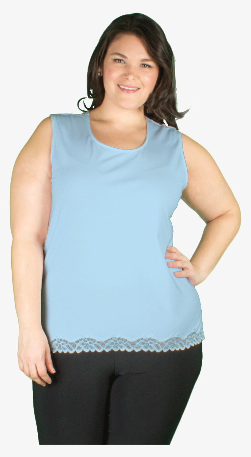 Scoop Neck Tank With Lace Trim - Girl, transparent png #9098548