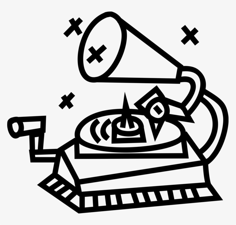 Vector Illustration Of Gramophone Phonograph Record, transparent png #9098941