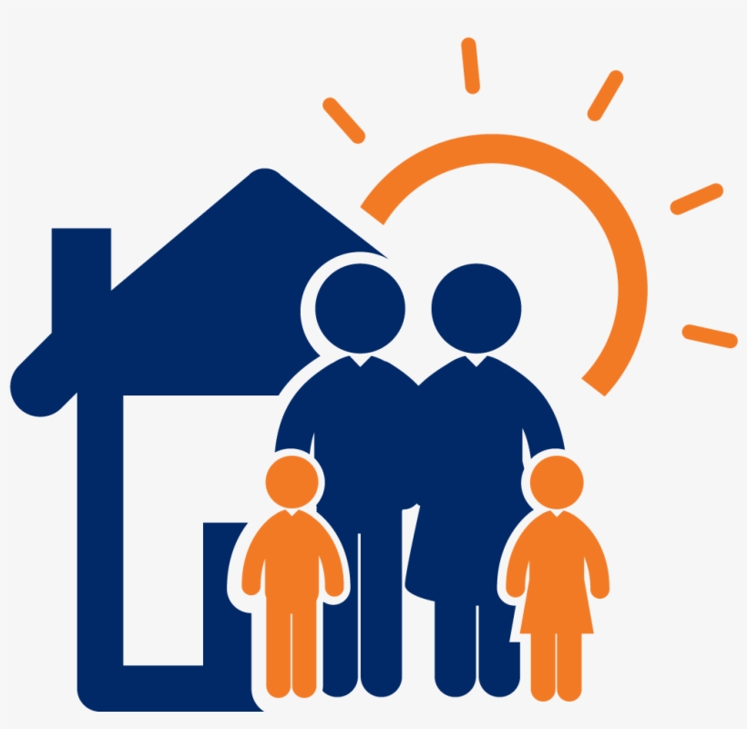 How To Pay For A Residential Solar System - Family With House Clipart, transparent png #9099276