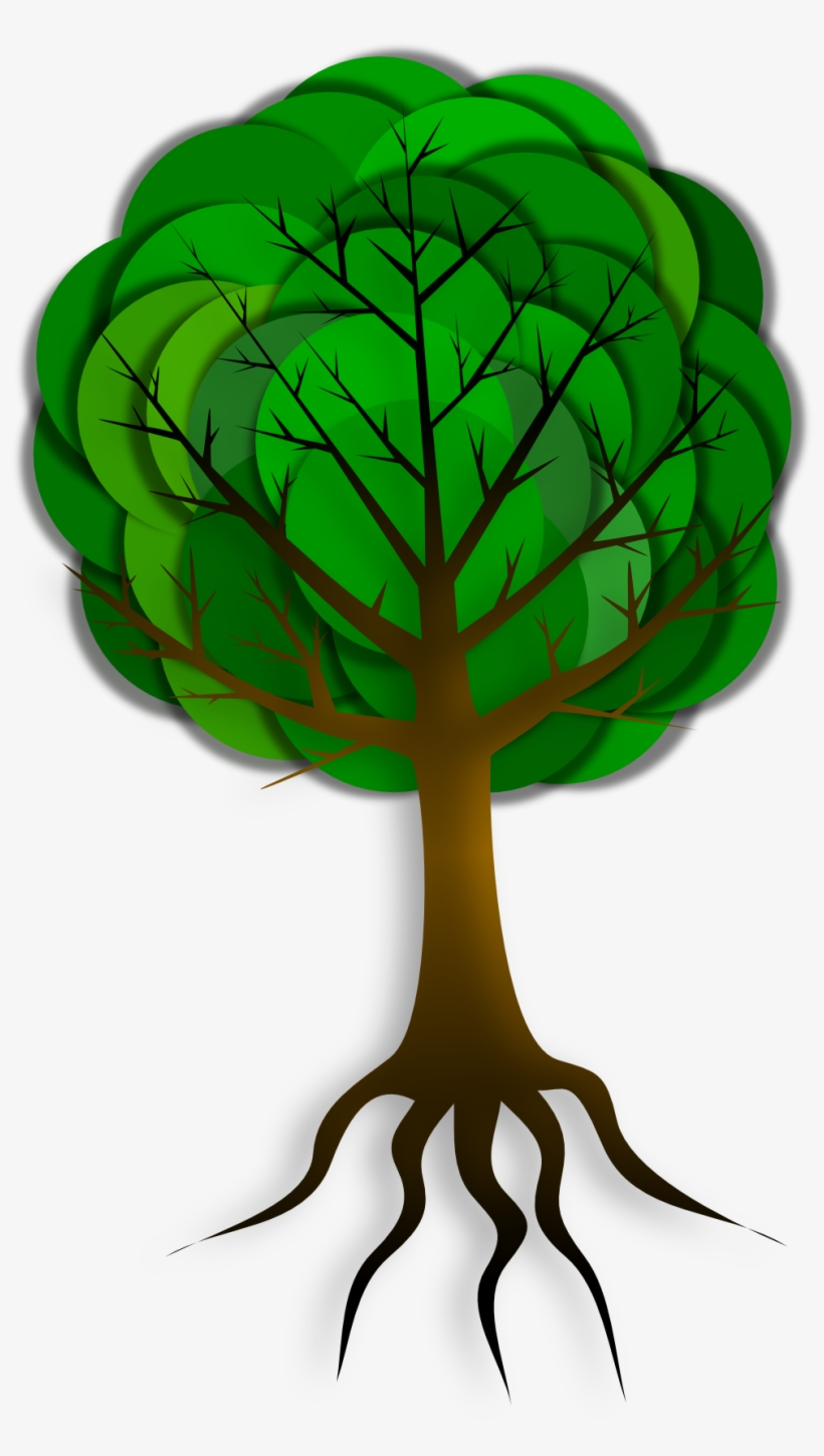 Tree And Roots Clip Art - Arbol Con Raices Y Ramas, transparent png #910003