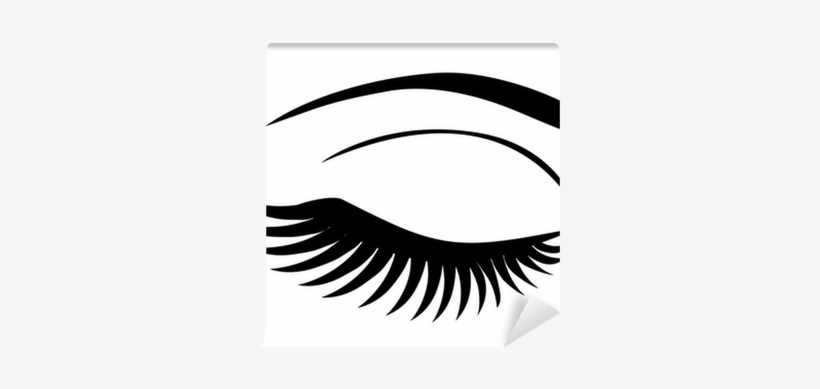 Vector Eye Closed With Long Lashes Wall Mural • Pixers® - Eyelash Extensions, transparent png #910114