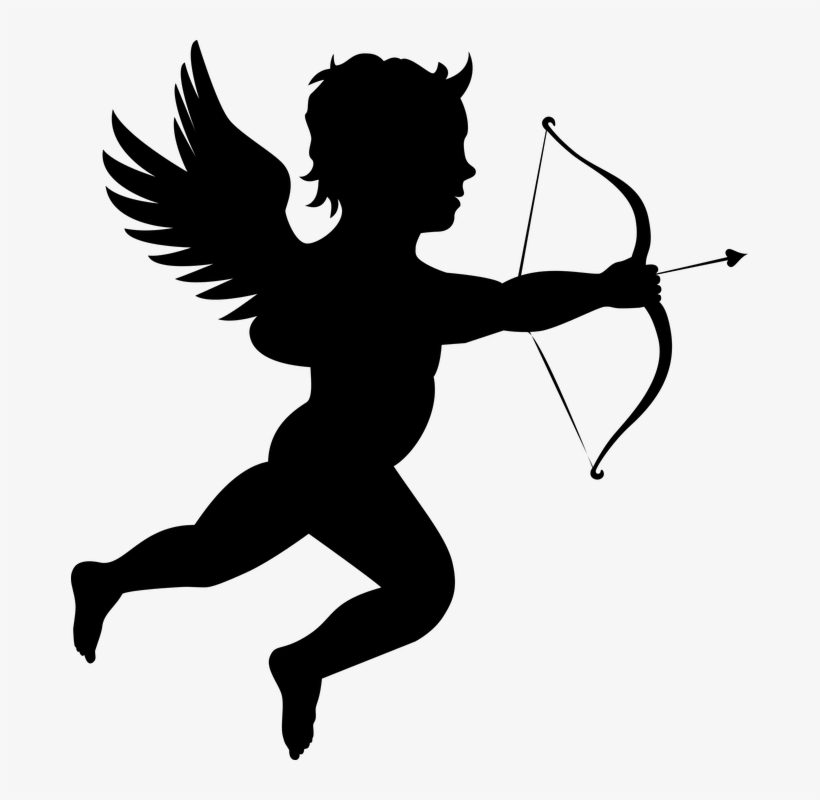 Angel, Arrow, Bow, Cartoon, Cherub, Chubby, Cupid - Cupid Silhouette, transparent png #911595