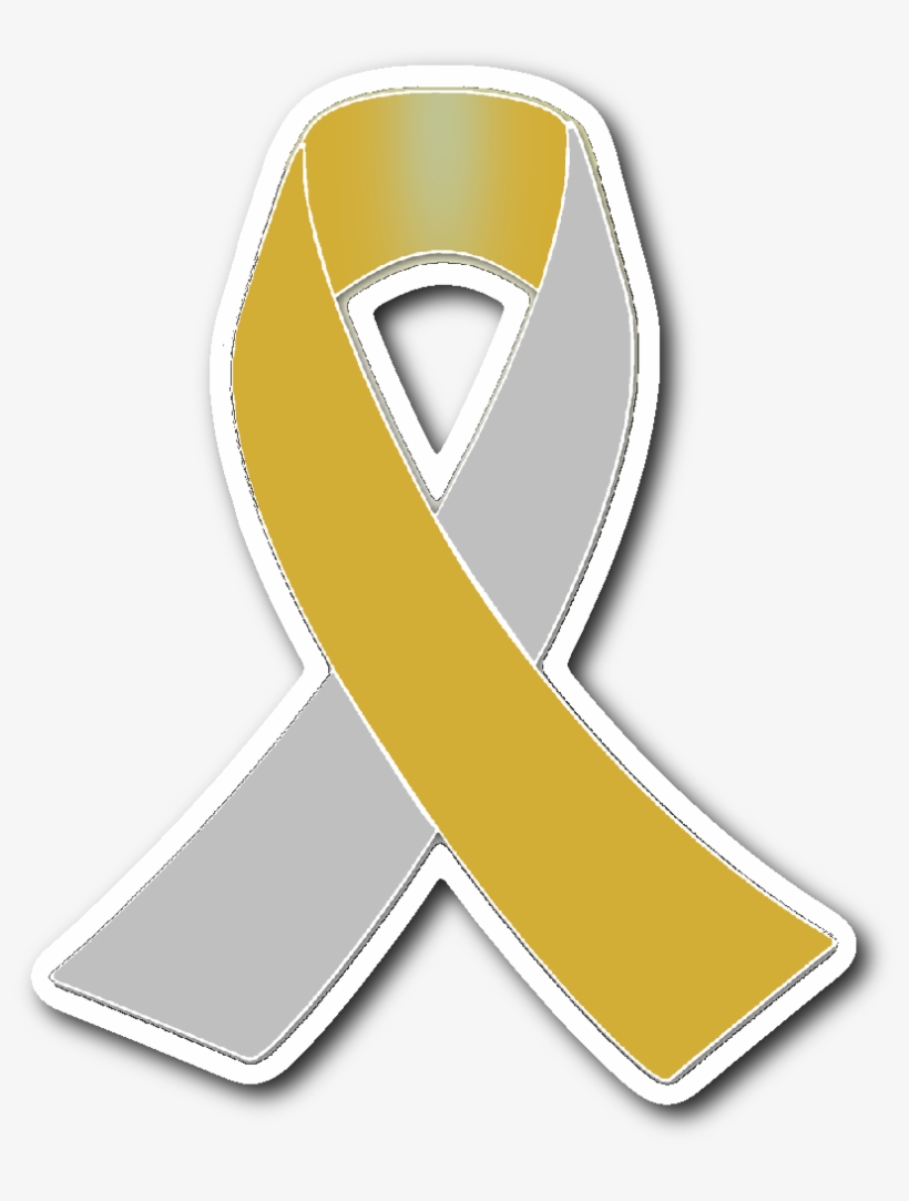 Silver And Gold Awareness Ribbon Sticker - Awareness Ribbon, transparent png #911792