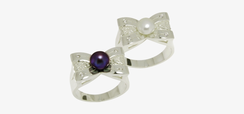 Silver Ribbon Ring With Pearl - Silver, transparent png #911958
