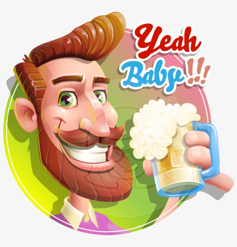 Character With Beer Clipart Free - Sticker, transparent png #912815