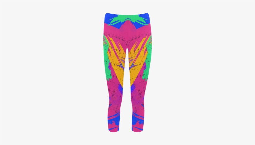 Groovy Paint Brush Strokes With Music Notes Capri Legging - Paintbrush, transparent png #913027