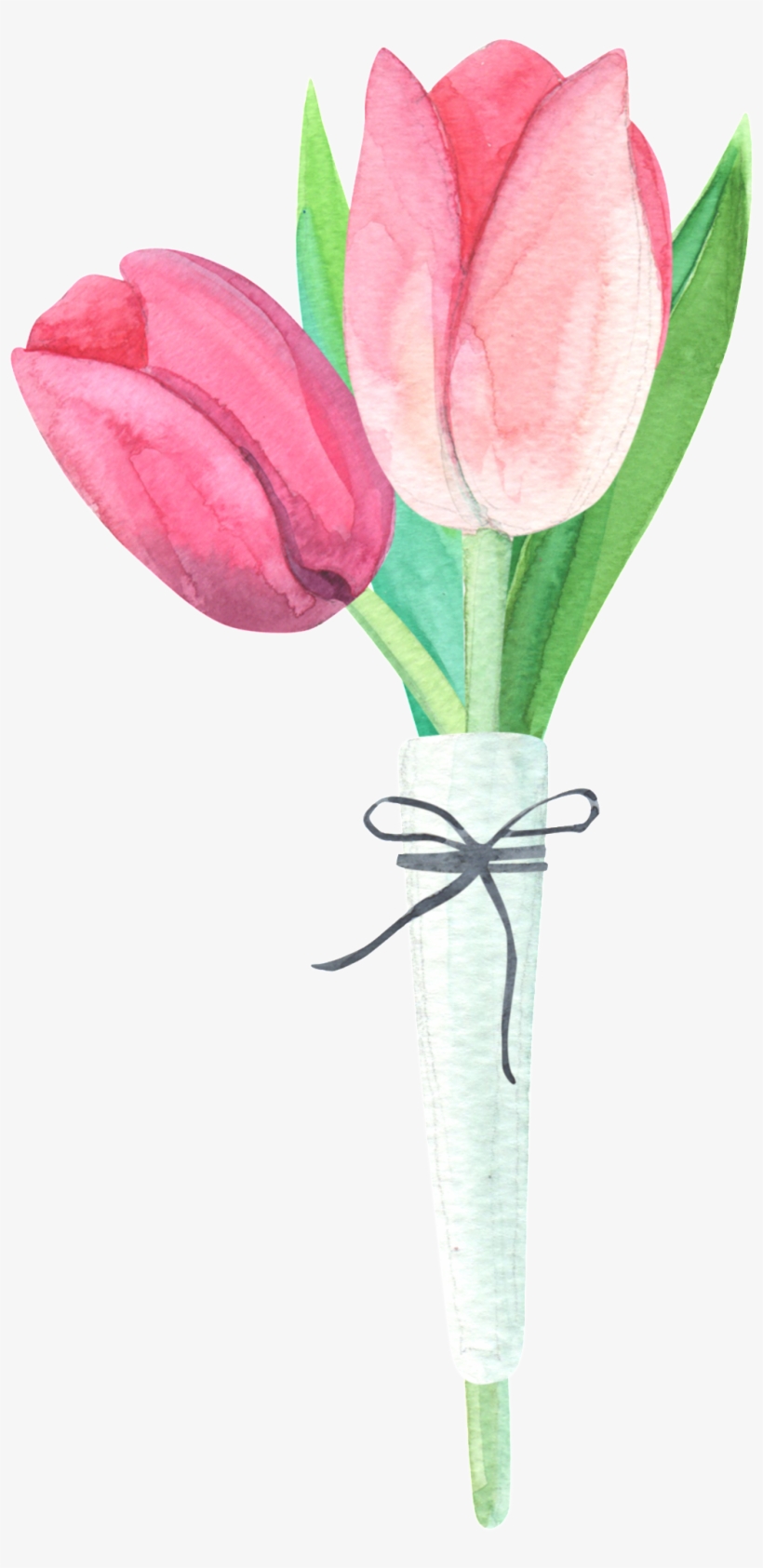 Watercolor Bouquet Material - Dos Tulipan Png, transparent png #913080