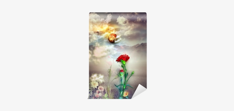 Red Carnation In The Desolate Land Wall Mural • Pixers® - Wallpaper, transparent png #913246