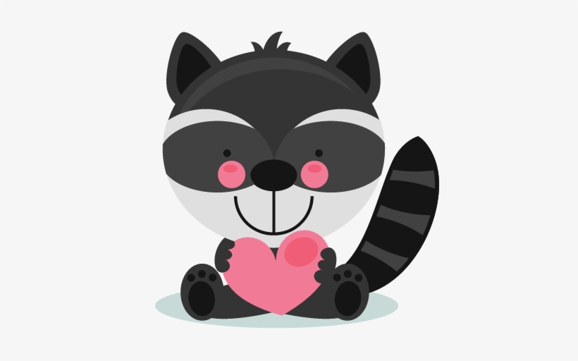 Cute Valentine Raccoon Scrapbook Cuts Svg Cutting Files - Cute Valentine Clipart, transparent png #913477