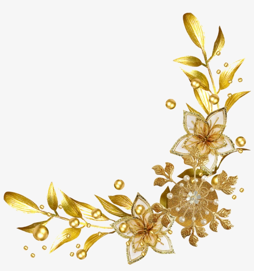 Gold Golden Divider Ribbon Schleife Red Birthday Valent - Gold Flowers Border Png, transparent png #913795