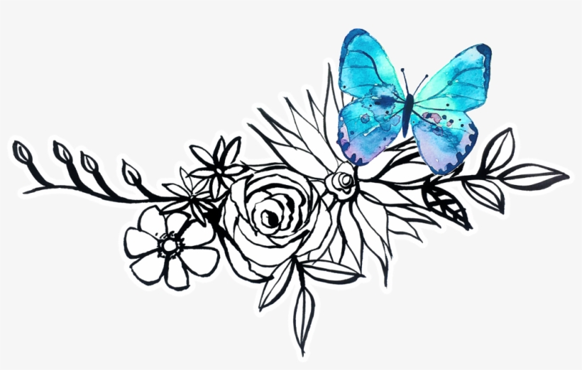 Azul Mariposas Adornan La Bella Transparente Flores - Painting, transparent png #914509