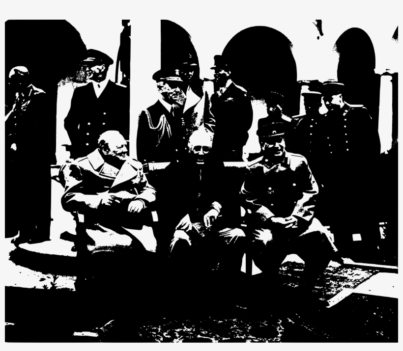 Yalta Conference Churchill Roosevelt Stalin B W - Winston Churchill Fdr Stalin, transparent png #914666