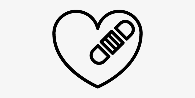 Heart With Band Aid Vector - Heart Band Aid Icon, transparent png #916181
