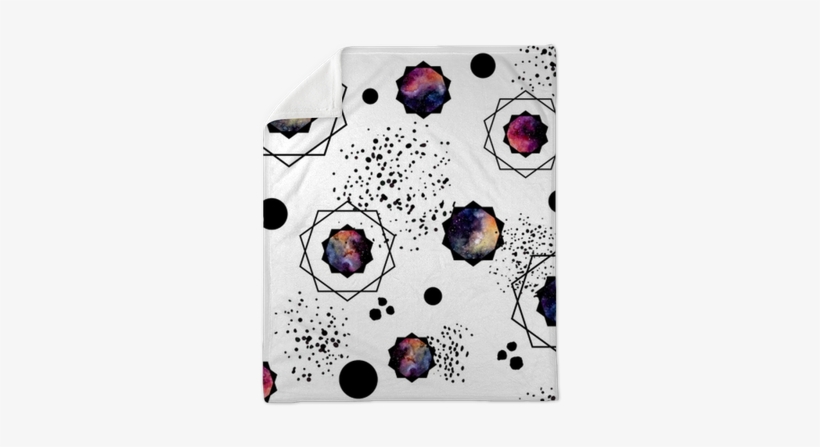 Seamless Pattern Of Watercolor Black Dots And Galaxy - Watercolor Painting, transparent png #916948