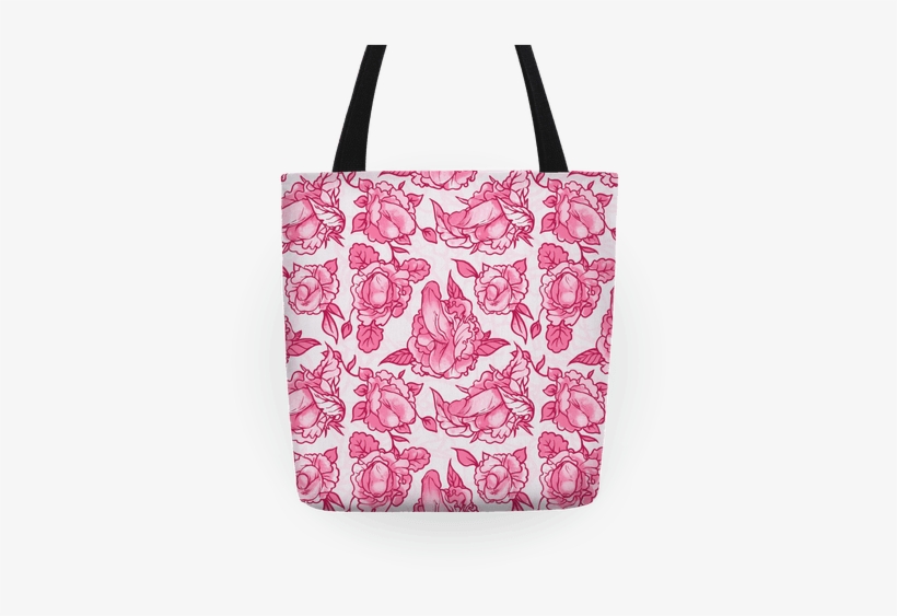 Floral Penis Pattern Pink Tote - Floral Penis Pattern Teal Tote Bag: Funny Tote Bag, transparent png #917741