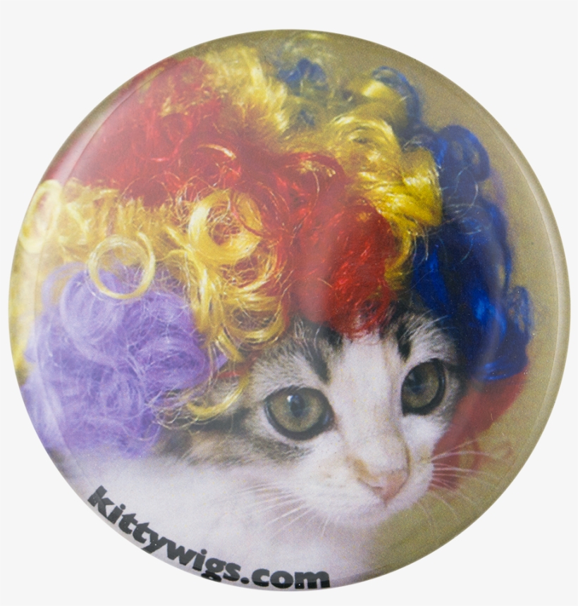 Kitty Wigs Rainbow Humorous Button Museum - Android Application Package, transparent png #917744