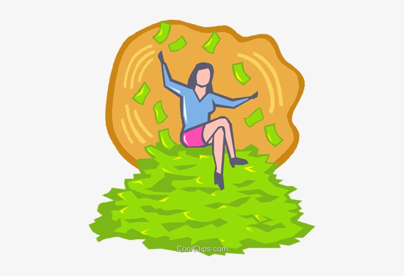 Woman Sitting On A Pile Of Money Royalty Free Vector - Vector Graphics, transparent png #918704