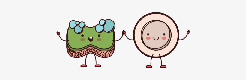 Cartoon And Sponge Holding Hands In Colorful - Cartoon Soapy Bubbles Bucket, transparent png #918831
