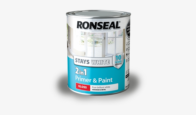 Stays White 2in1 Primer 750 2015 - Ronseal Stays White 2 In 1 Trim Paint Gloss 750ml, transparent png #919331