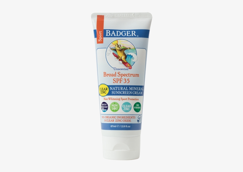 Badger Sport Sunscreen Spf 35 - Badger Clear Zinc Sunscreen, transparent png #919435