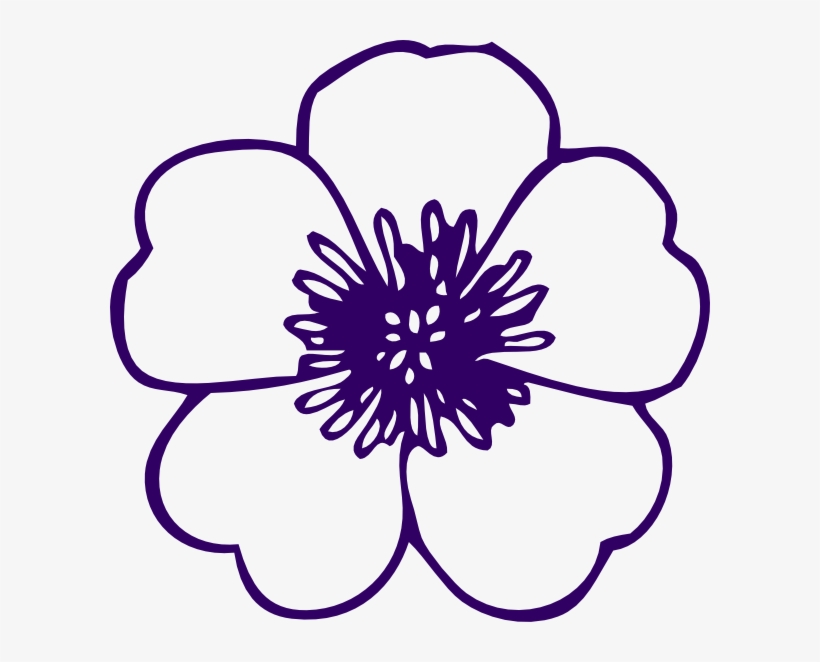 Purple Rose Clipart Outlined - Flower Clipart Black And White Outline, transparent png #919727