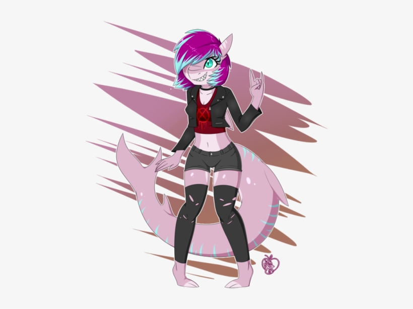 Cute Punk Girl - Furry Drawing Shark Female, transparent png #9100046