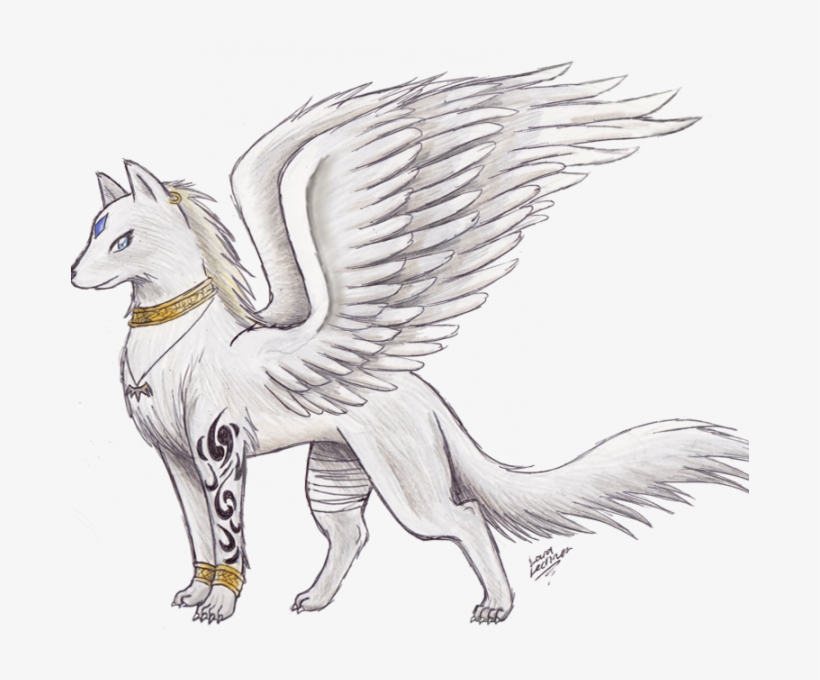 Awesome Drawings Anime Wolf With Wings Wolf With Wings - Drawings Of Dogs Anime, transparent png #9101402