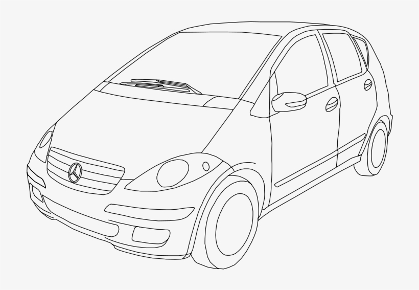 Free Class A W169 Outline Free Blue Car - Drawing Of Car For Class 4, transparent png #9102983