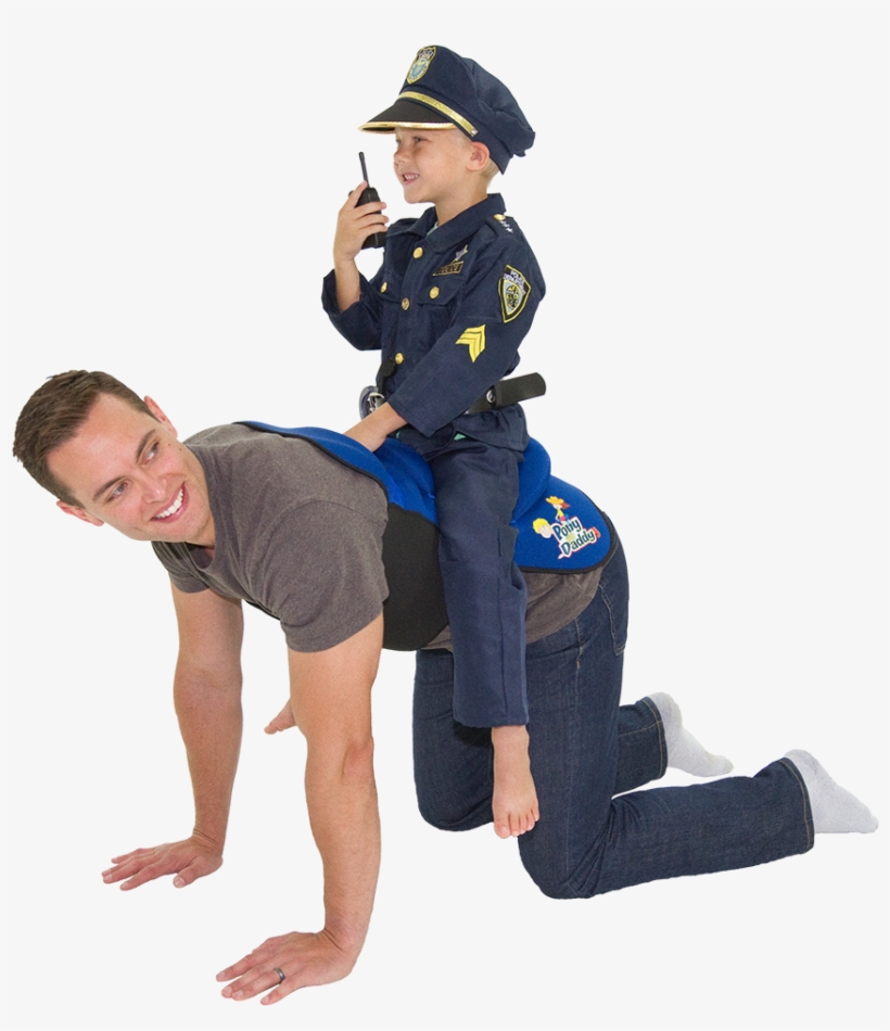 Sheriff Blue - Kids Riding Dads Back, transparent png #9105192
