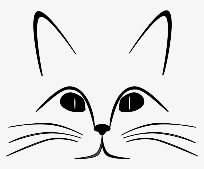 Cat Felidae Drawing Whiskers Face - Cat Face Clipart Black And White, transparent png #9106091