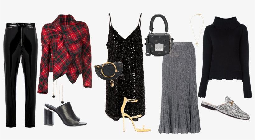 Gucci Slipper / Shiny Pants / Chloe Bag / Giuseppe - Plaid, transparent png #9110462