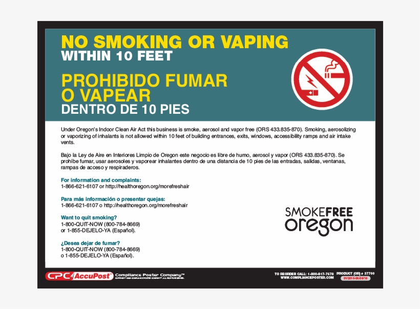 Oregon No Smoking Poster - Sign, transparent png #9111446