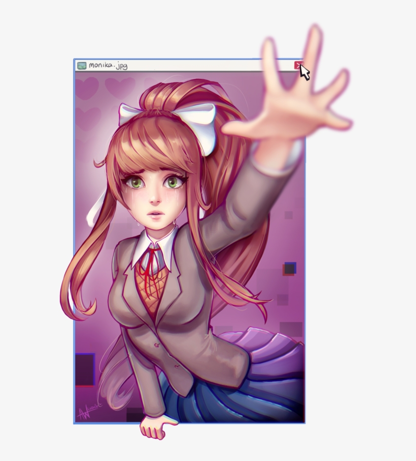 Doki Doki Literature Club - Monika Breaking The 4th Wall, transparent png #9115208