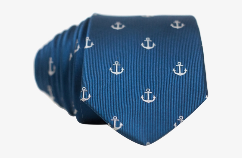 Anchors On Blue Necktie - Denim, transparent png #9117876